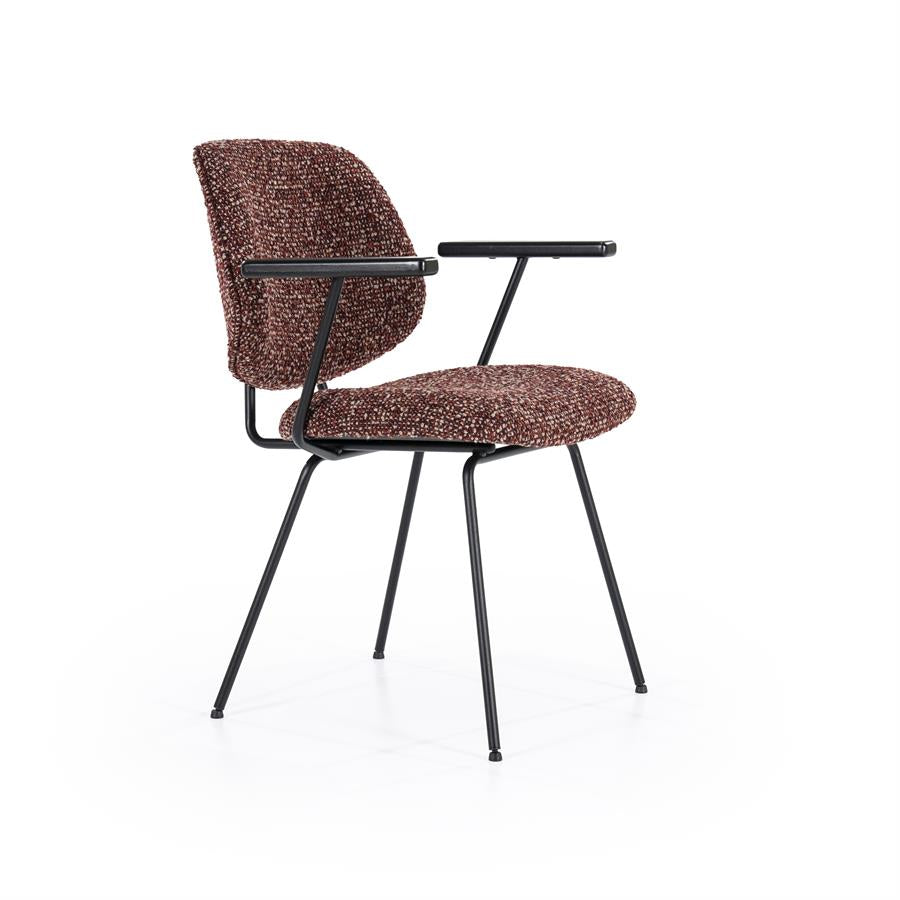 Eetkamerstoel Jon | Rood Stof | Met Armleuning