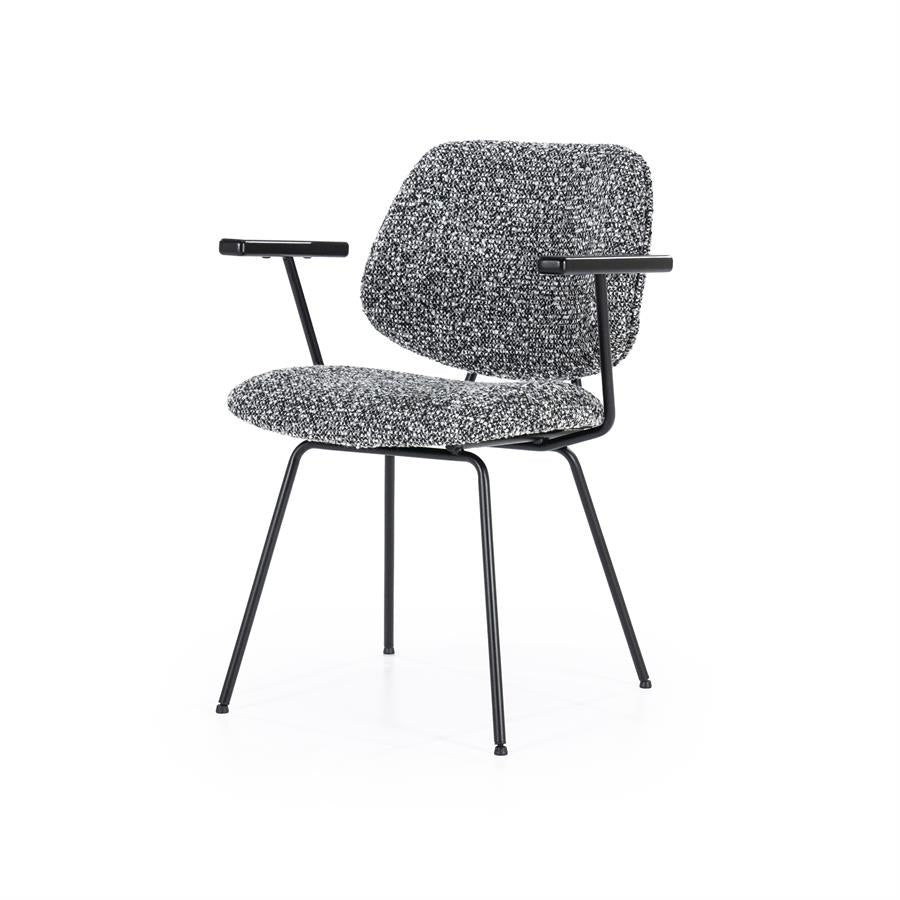 Eetkamerstoel Jon | Zwart Stof | Met Armleuning