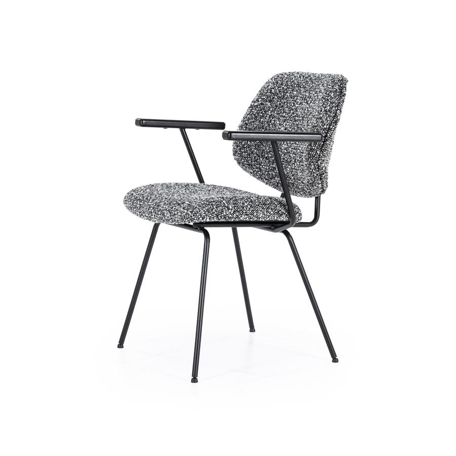 Eetkamerstoel Jon | Zwart Stof | Met Armleuning