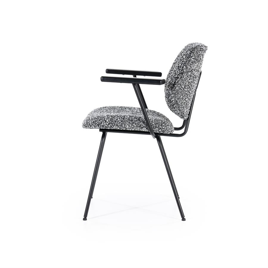 Eetkamerstoel Jon | Zwart Stof | Met Armleuning