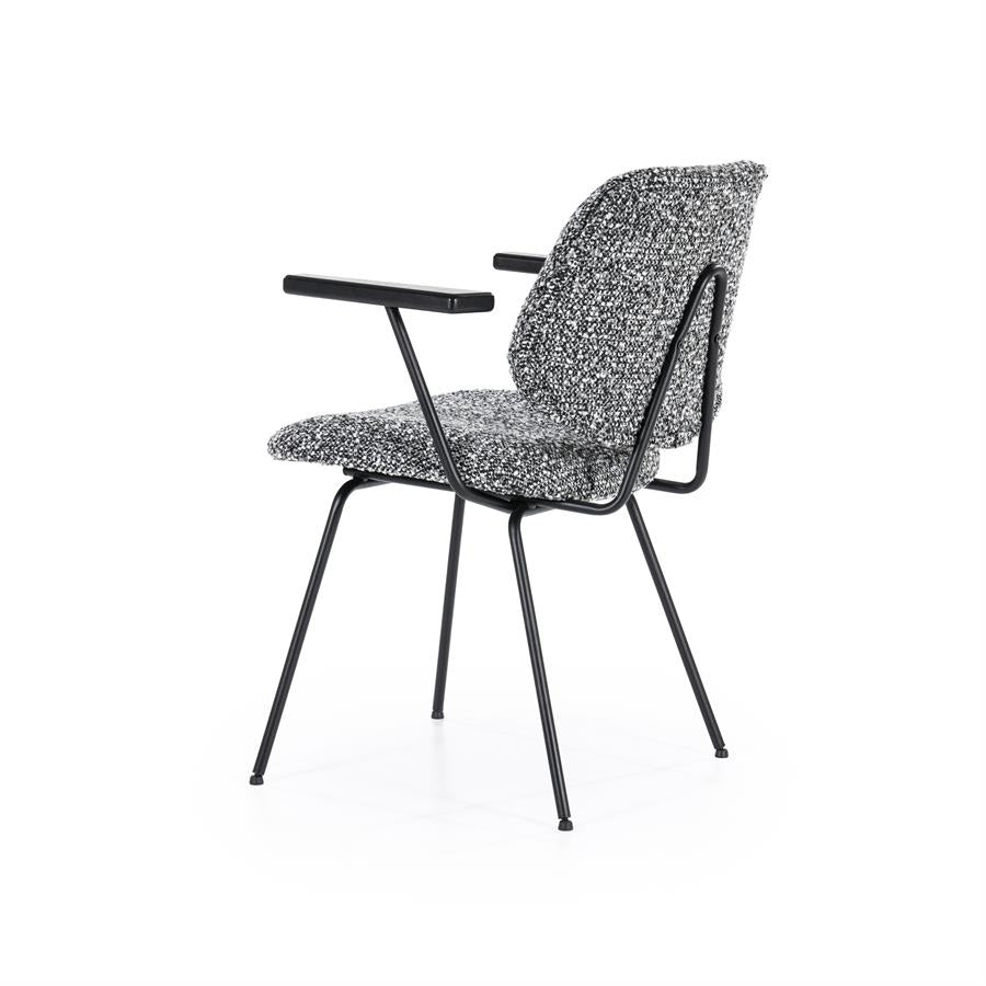 Eetkamerstoel Jon | Zwart Stof | Met Armleuning