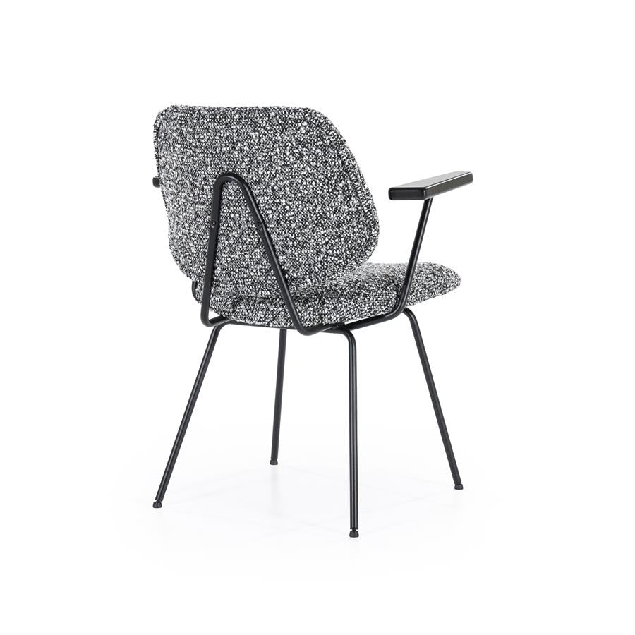 Eetkamerstoel Jon | Zwart Stof | Met Armleuning