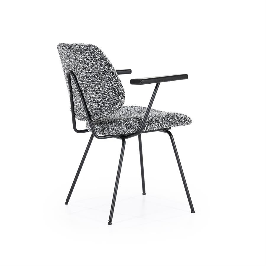 Eetkamerstoel Jon | Zwart Stof | Met Armleuning