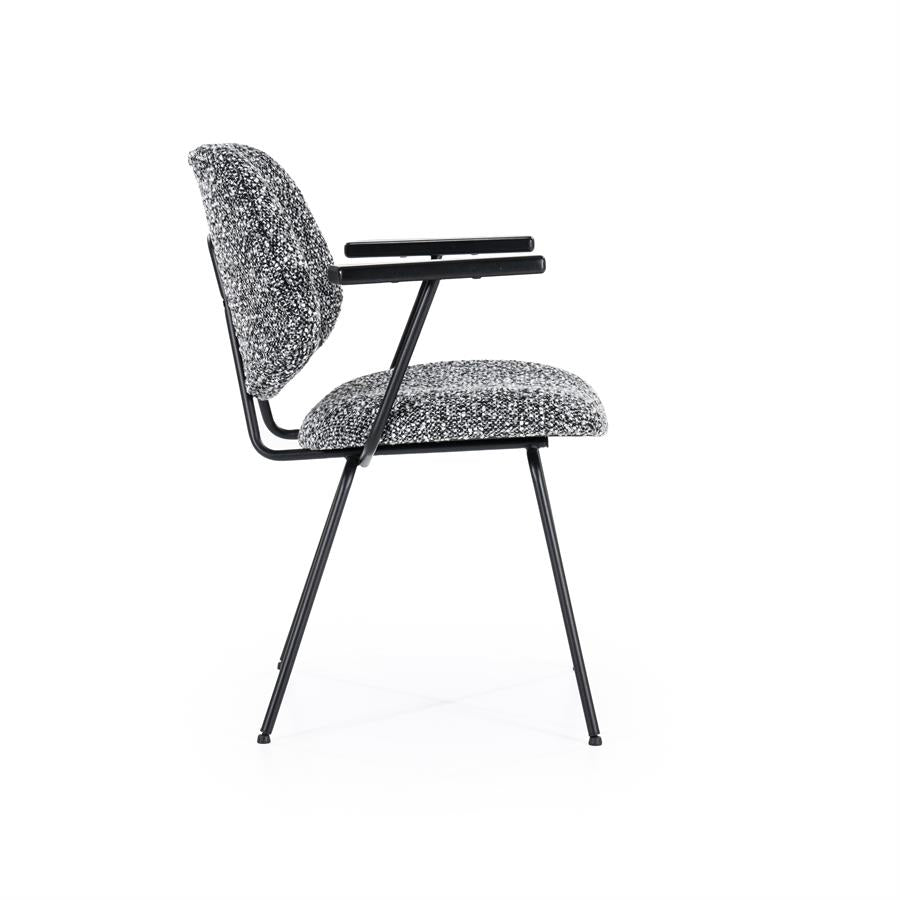 Eetkamerstoel Jon | Zwart Stof | Met Armleuning