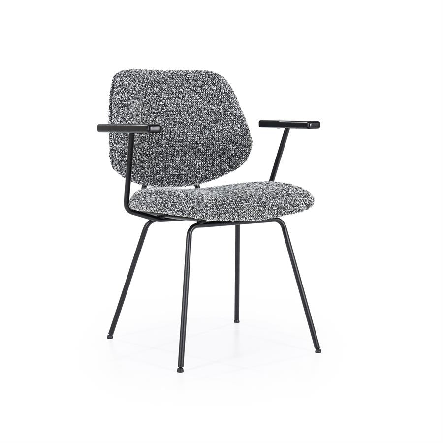 Eetkamerstoel Jon | Zwart Stof | Met Armleuning