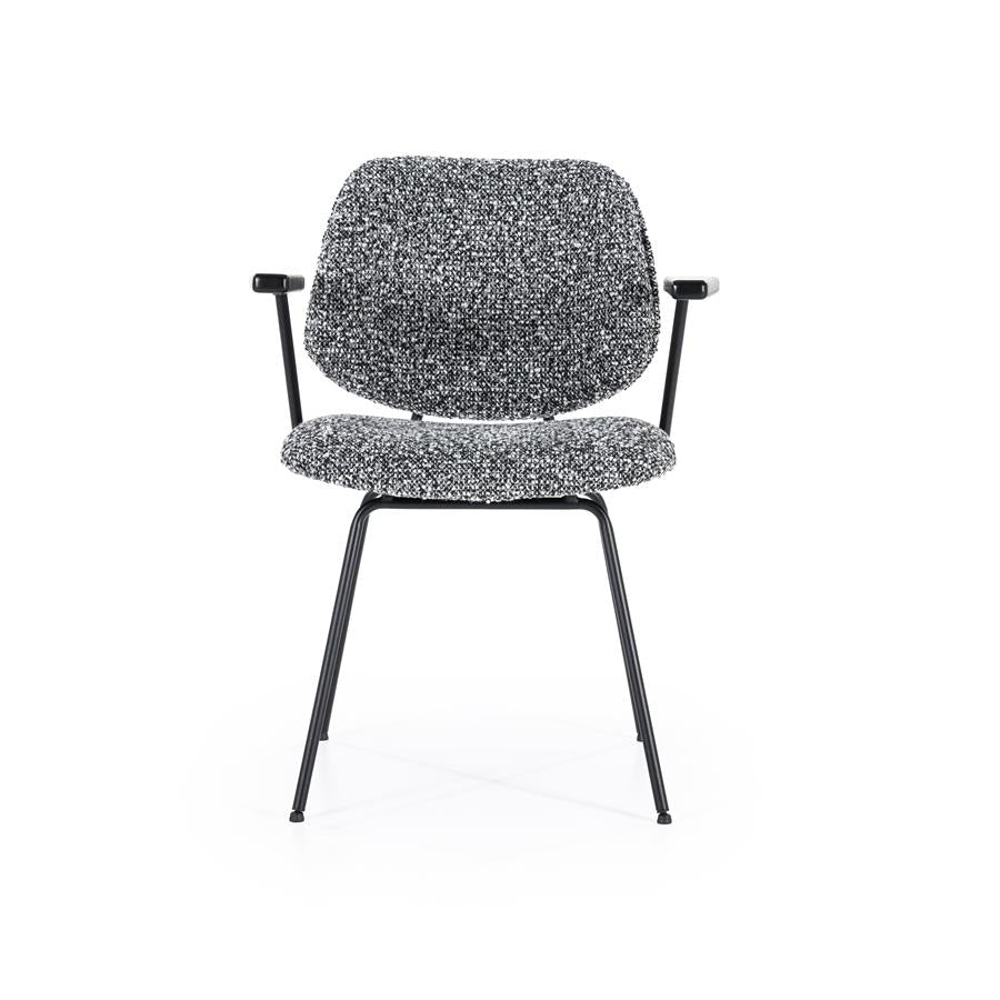 Eetkamerstoel Jon | Zwart Stof | Met Armleuning