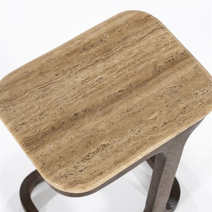 Bijzettafel Tyler | Bruin Travertin