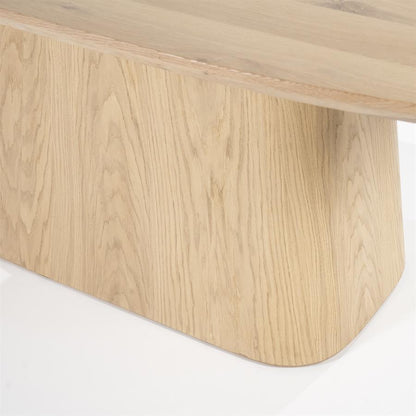 Eettafel Nola naturel eiken fineer deens ovaal, detail van het materiaal