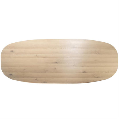 Eettafel Nola naturel eiken fineer deens ovaal, bovenaanzicht op witte achtergrond