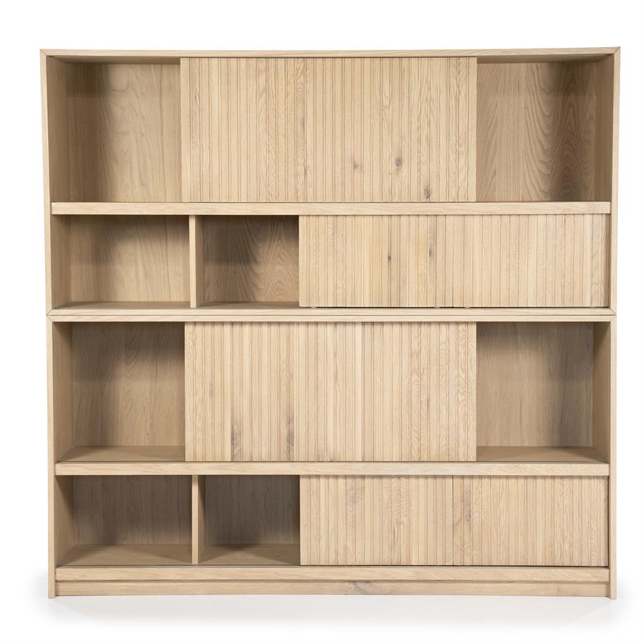 Kast Milo | Naturel Eikenhout | Schuif Deuren — Zijaanzicht - witfoto