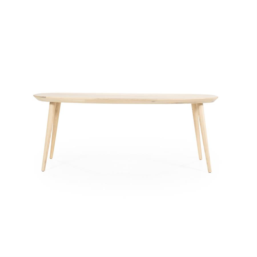 Eettafel Elijah | Naturel Eikenhout | Ovaal — Zijaanzicht - witfoto