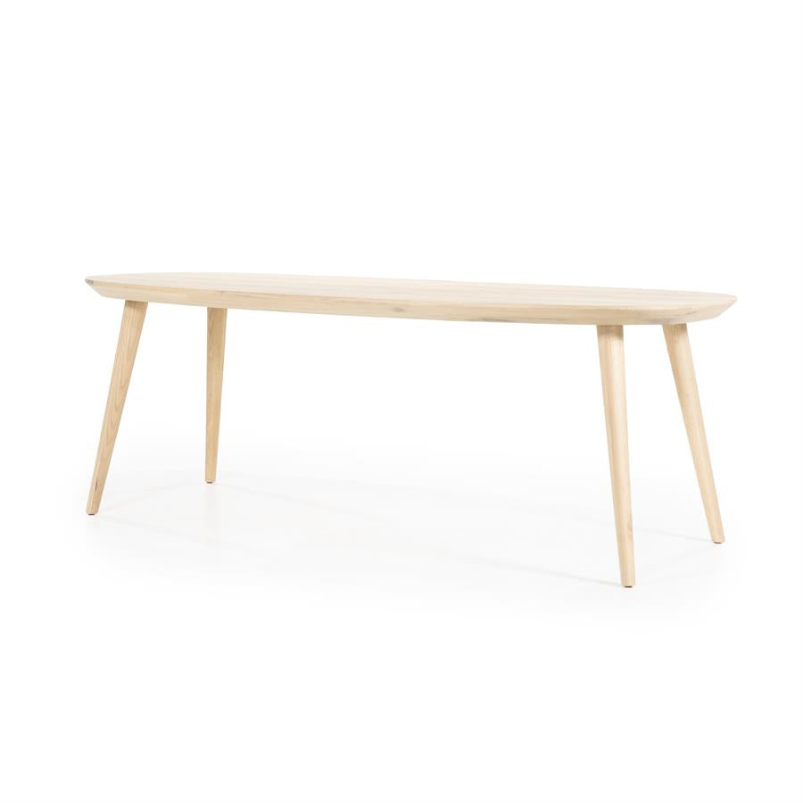 Eettafel Elijah | Naturel Eikenhout | Ovaal — Zijaanzicht - witfoto