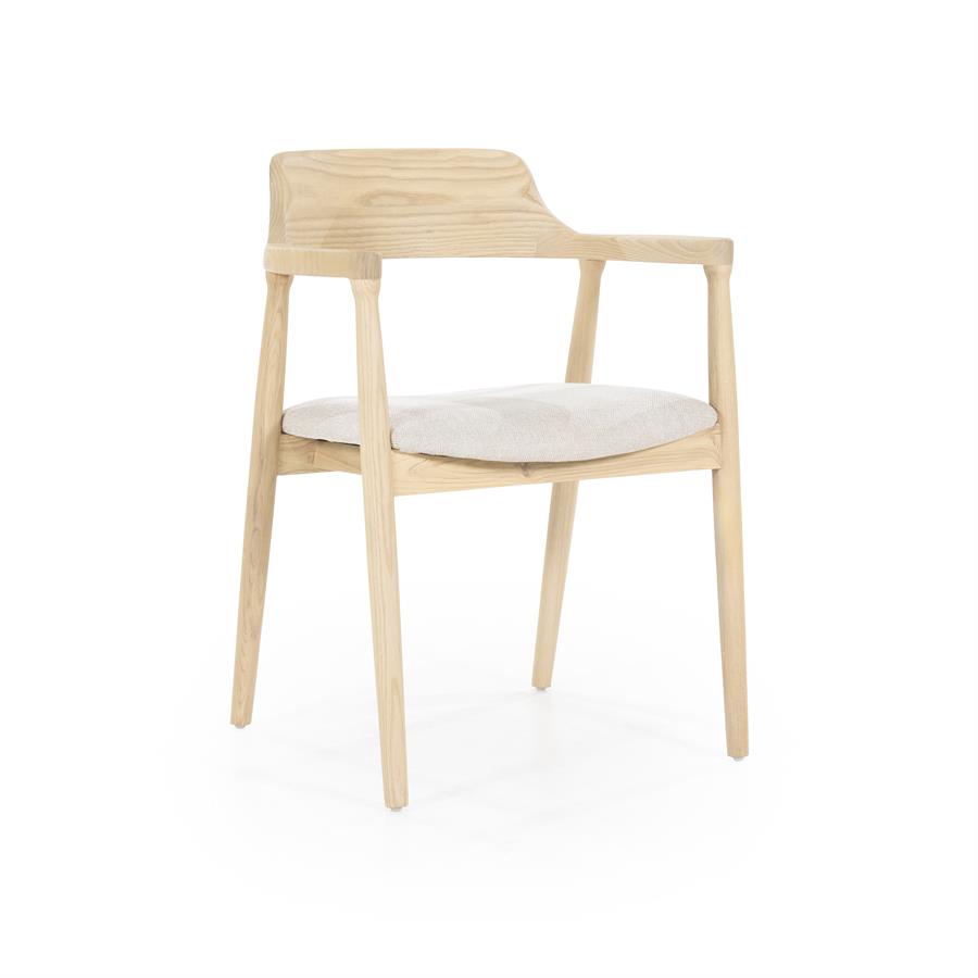 Eetkamerstoel Yorick | Naturel Hout | Met Armleuning