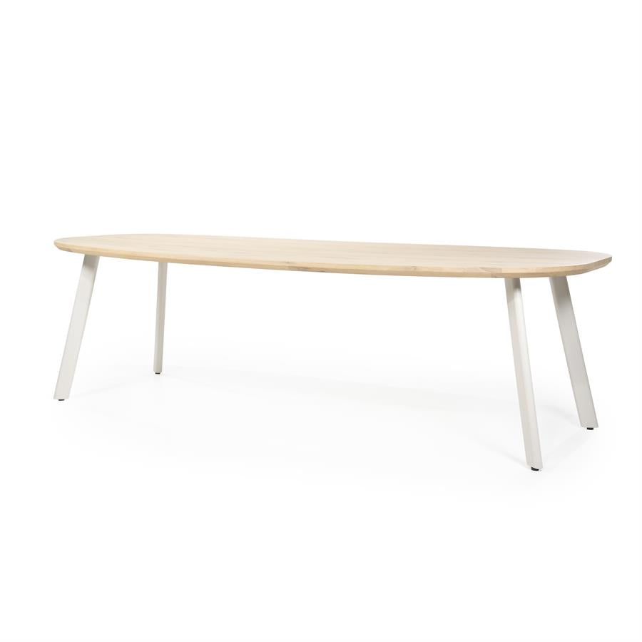 Eettafel Dion | Naturel Metaal | Ovaal — Zijaanzicht - witfoto