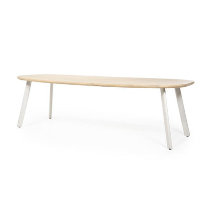 Eettafel Dion | Naturel Metaal | Ovaal — Zijaanzicht - witfoto