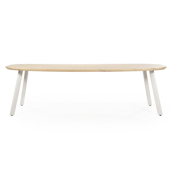 Eettafel Dion naturel metaal ovaal, vooraanzicht op witte achtergrond