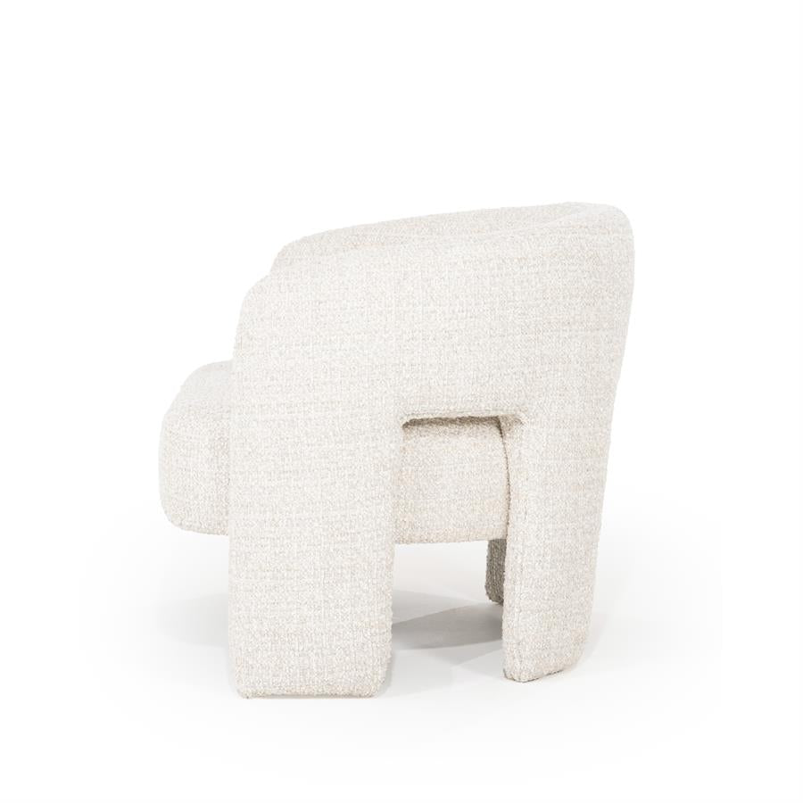 Fauteuil Hamilton beige stof, zijaanzicht op witte achtergrond