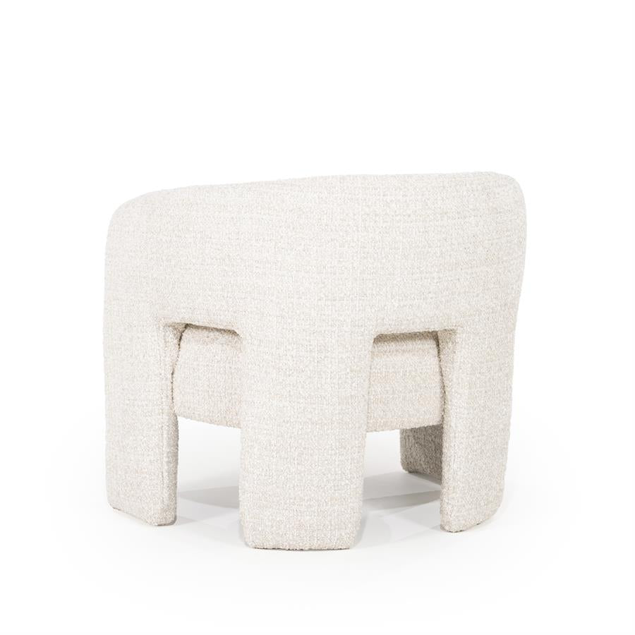 Fauteuil Hamilton beige stof, achteraanzicht op witte achtergrond