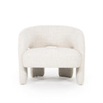 Fauteuil Hamilton beige stof, vooraanzicht op witte achtergrond