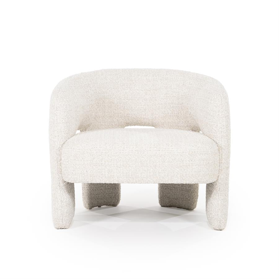 Fauteuil Hamilton beige stof, vooraanzicht op witte achtergrond