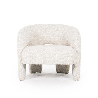 Fauteuil Hamilton beige stof, vooraanzicht op witte achtergrond