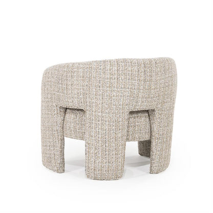 Fauteuil Hamilton taupe stof, achteraanzicht op witte achtergrond