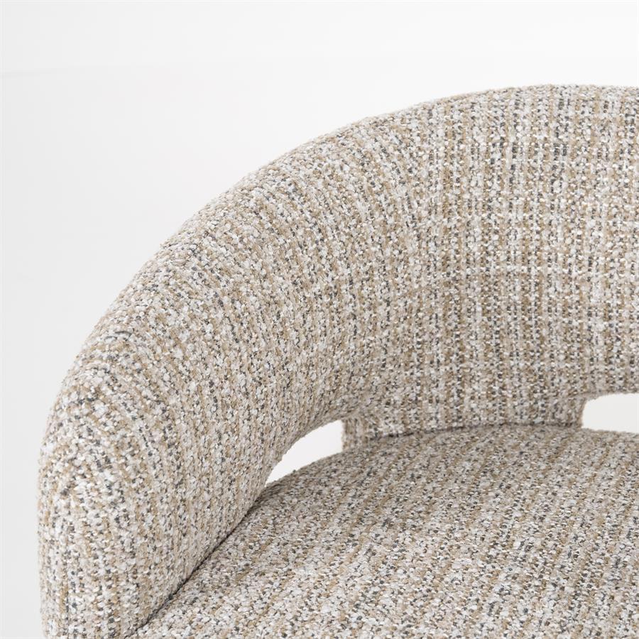 Fauteuil Hamilton taupe stof, detail van het materiaal