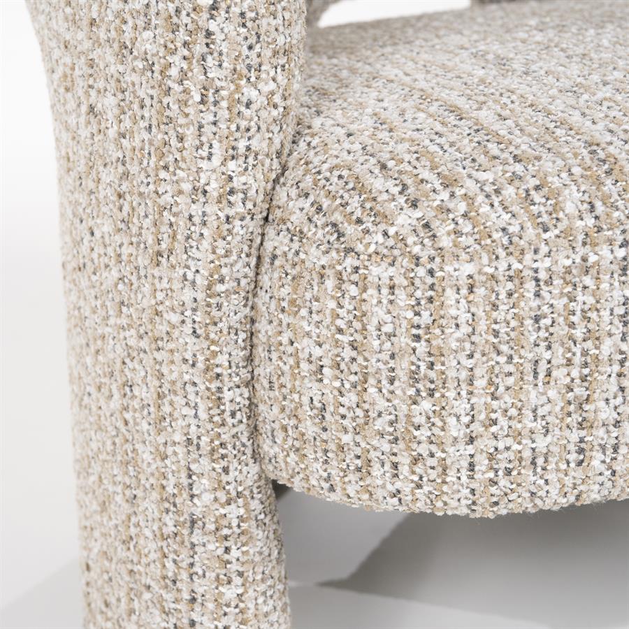 Fauteuil Hamilton taupe stof, detail van het materiaal