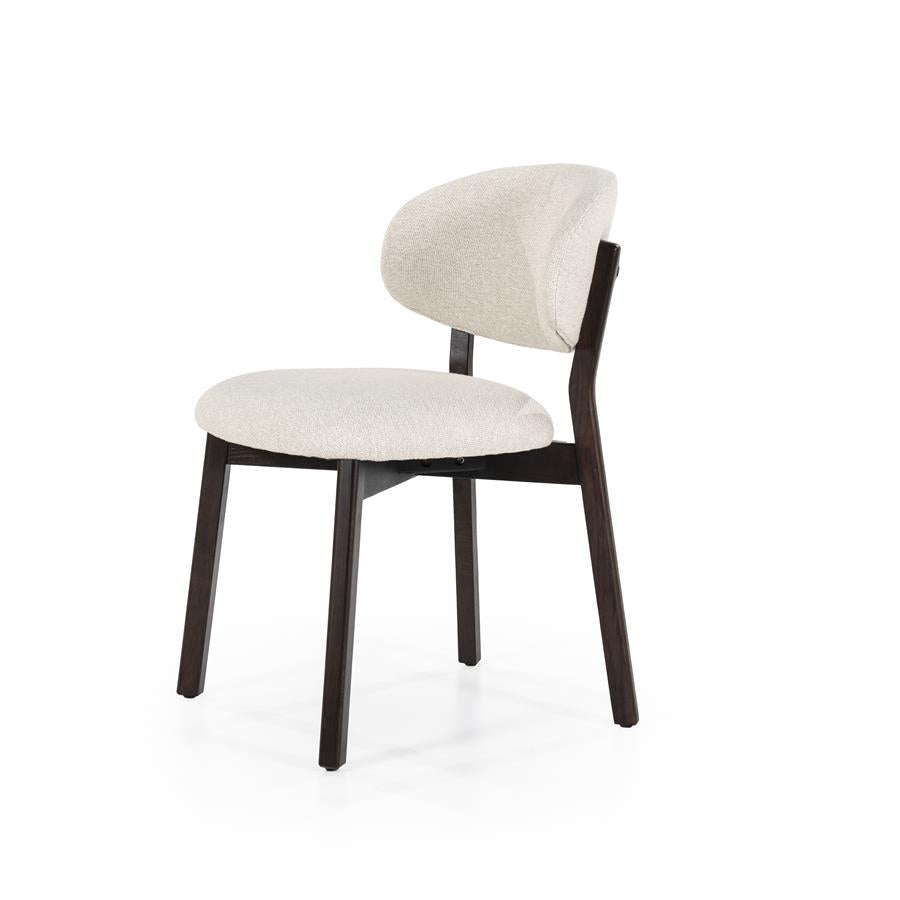 Eetkamerstoel Mikky | Beige Stof | Donker bruine Poten