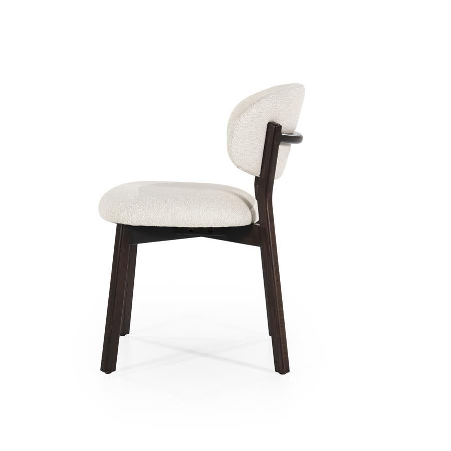 Eetkamerstoel Mikky | Beige Stof | Donker bruine Poten