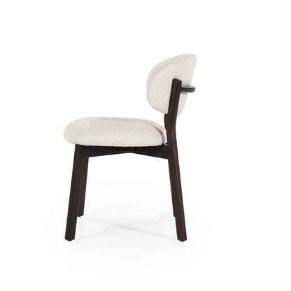 Eetkamerstoel Mikky | Beige Stof | Donker bruine Poten