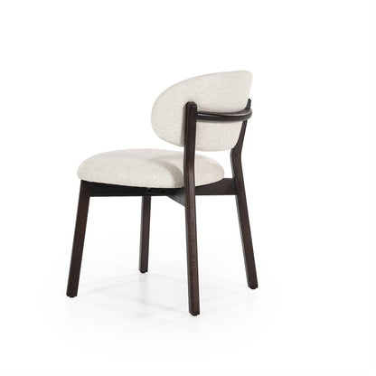 Eetkamerstoel Mikky | Beige Stof | Donker bruine Poten