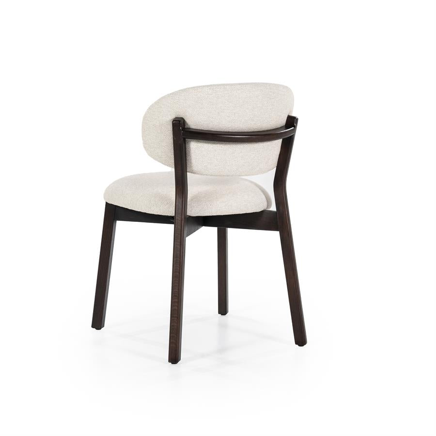 Eetkamerstoel Mikky | Beige Stof | Donker bruine Poten