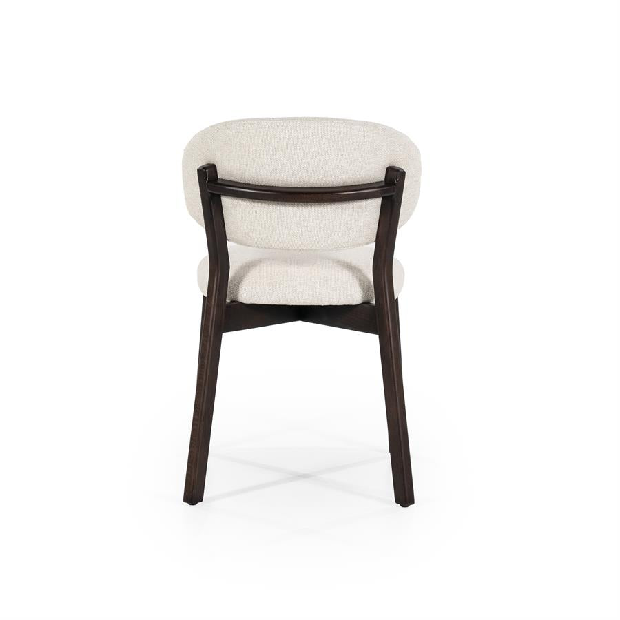 Eetkamerstoel Mikky | Beige Stof | Donker bruine Poten