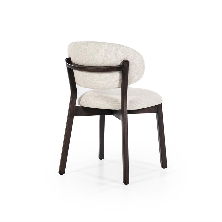 Eetkamerstoel Mikky | Beige Stof | Donker bruine Poten