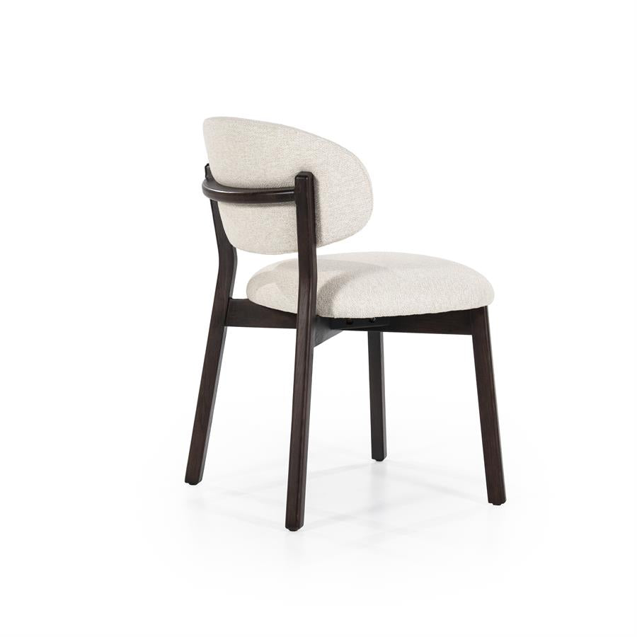 Eetkamerstoel Mikky | Beige Stof | Donker bruine Poten