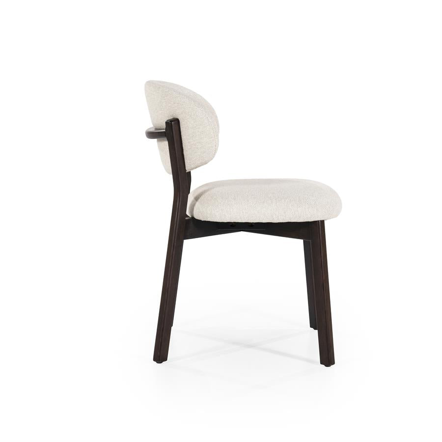 Eetkamerstoel Mikky | Beige Stof | Donker bruine Poten