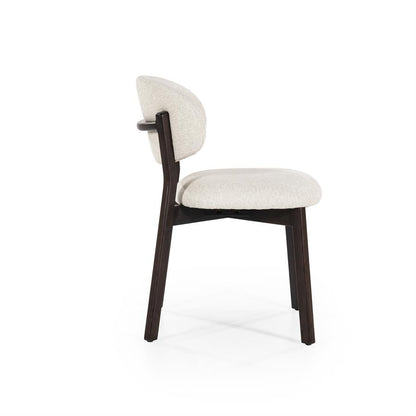 Eetkamerstoel Mikky | Beige Stof | Donker bruine Poten