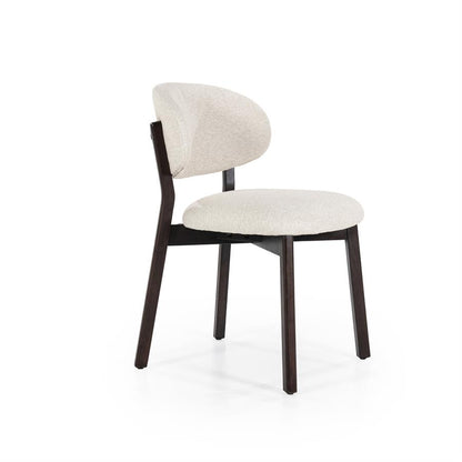 Eetkamerstoel Mikky | Beige Stof | Donker bruine Poten