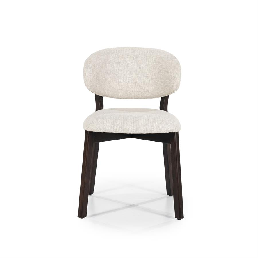 Eetkamerstoel Mikky | Beige Stof | Donker bruine Poten