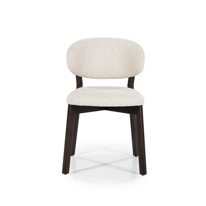 Eetkamerstoel Mikky | Beige Stof | Donker bruine Poten