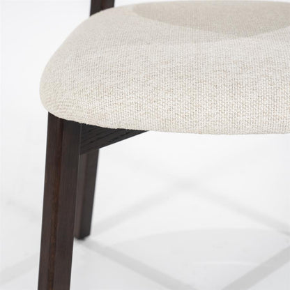 Eetkamerstoel Mikky | Beige Stof | Donker bruine Poten