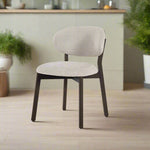 Eetkamerstoel Mikky | Taupe Stof | Donker bruine Poten