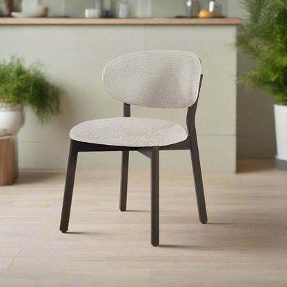 Eetkamerstoel Mikky | Taupe Stof | Donker bruine Poten