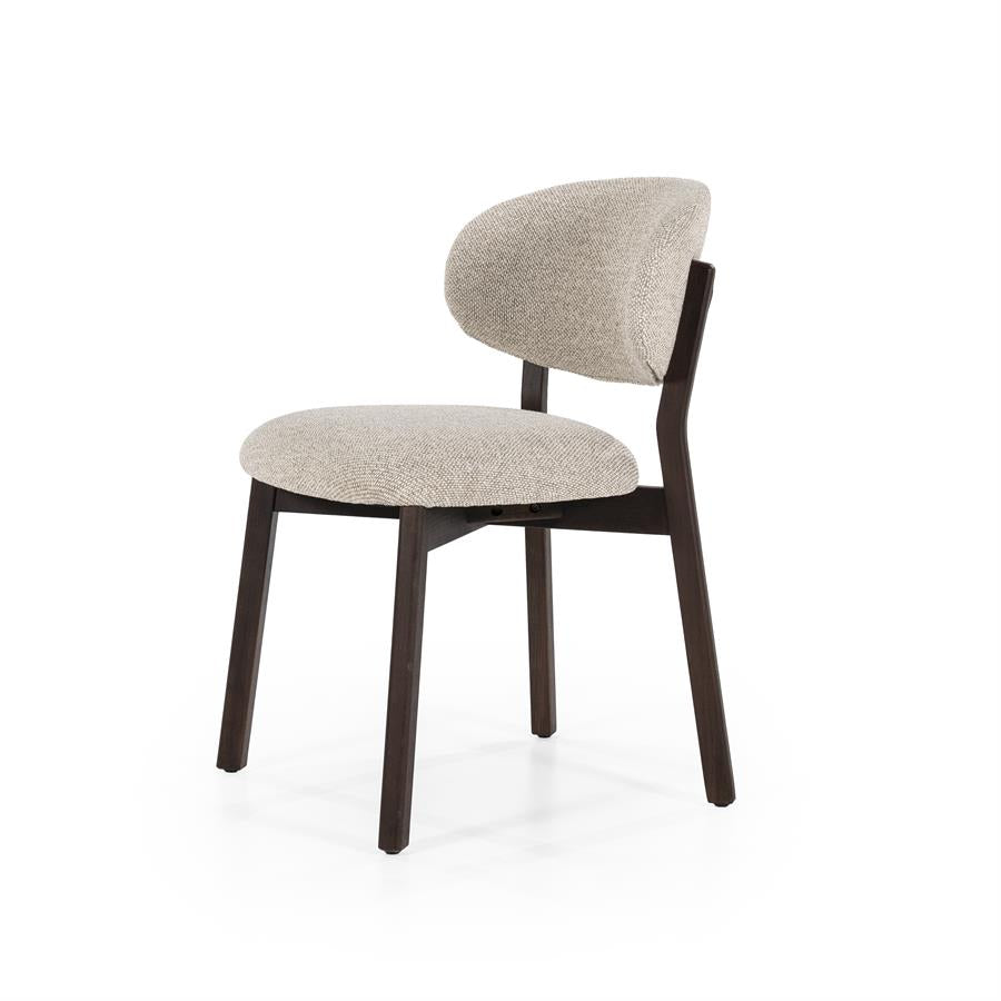 Eetkamerstoel Mikky | Taupe Stof | Donker bruine Poten