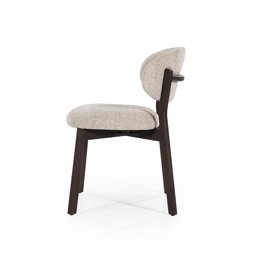 Eetkamerstoel Mikky | Taupe Stof | Donker bruine Poten