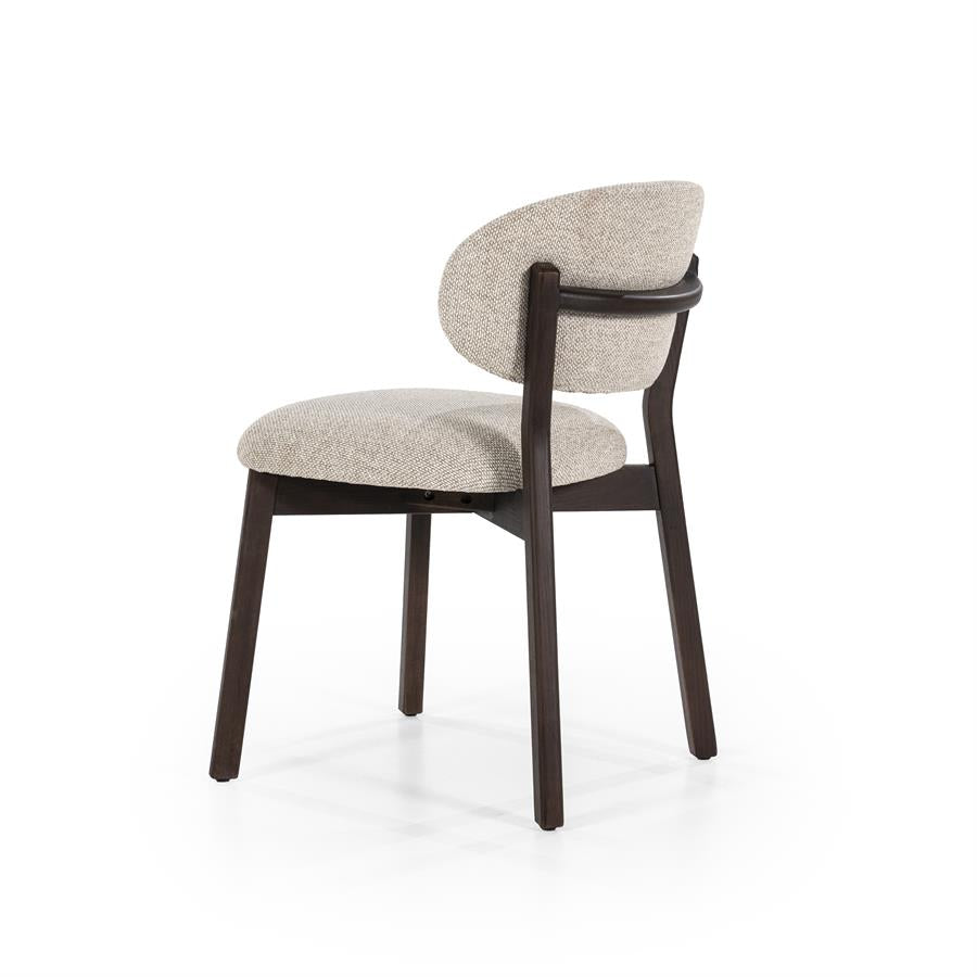 Eetkamerstoel Mikky | Taupe Stof | Donker bruine Poten