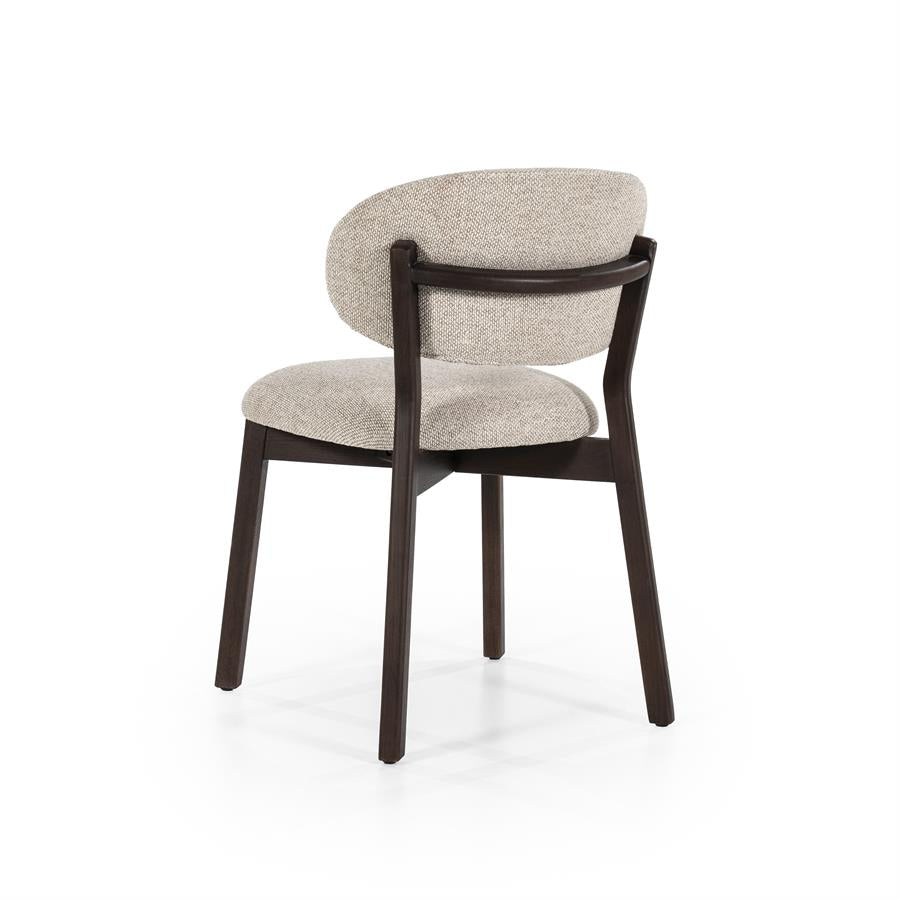 Eetkamerstoel Mikky | Taupe Stof | Donker bruine Poten