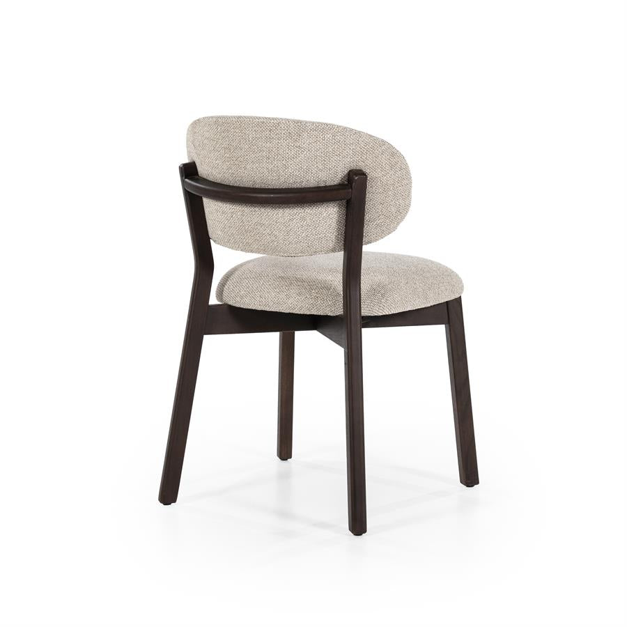 Eetkamerstoel Mikky | Taupe Stof | Donker bruine Poten