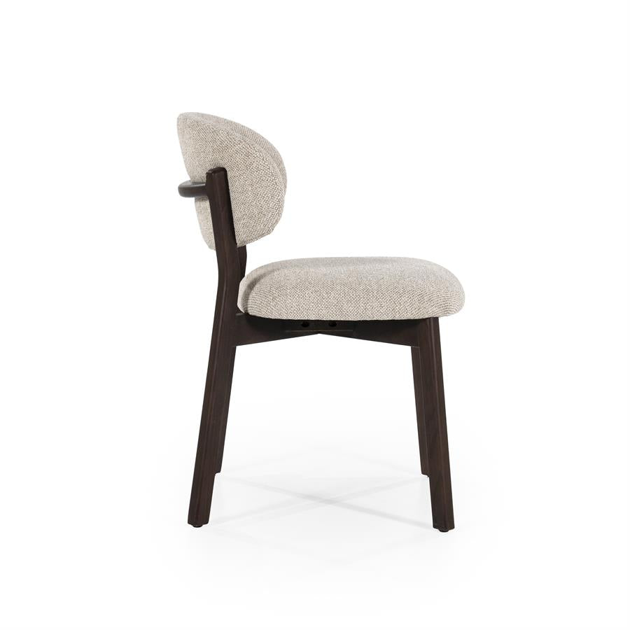 Eetkamerstoel Mikky | Taupe Stof | Donker bruine Poten